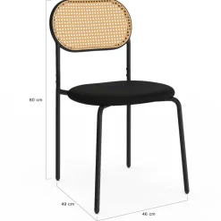 Lot de 4 chaises vintage en métal avec dossier cannage arrondi*IDMarket Best