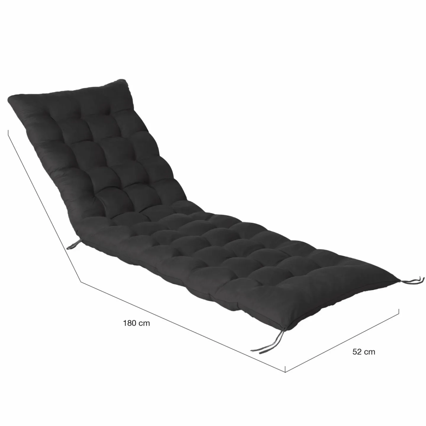 Lot de 2 coussins de transat noirs universels 180 cm*IDMarket