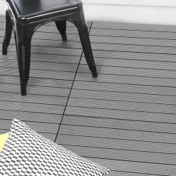 Lot de 5 dalles extérieures rectangulaires de 60 x 30 cm clipsables en composite gris*IDMarket New