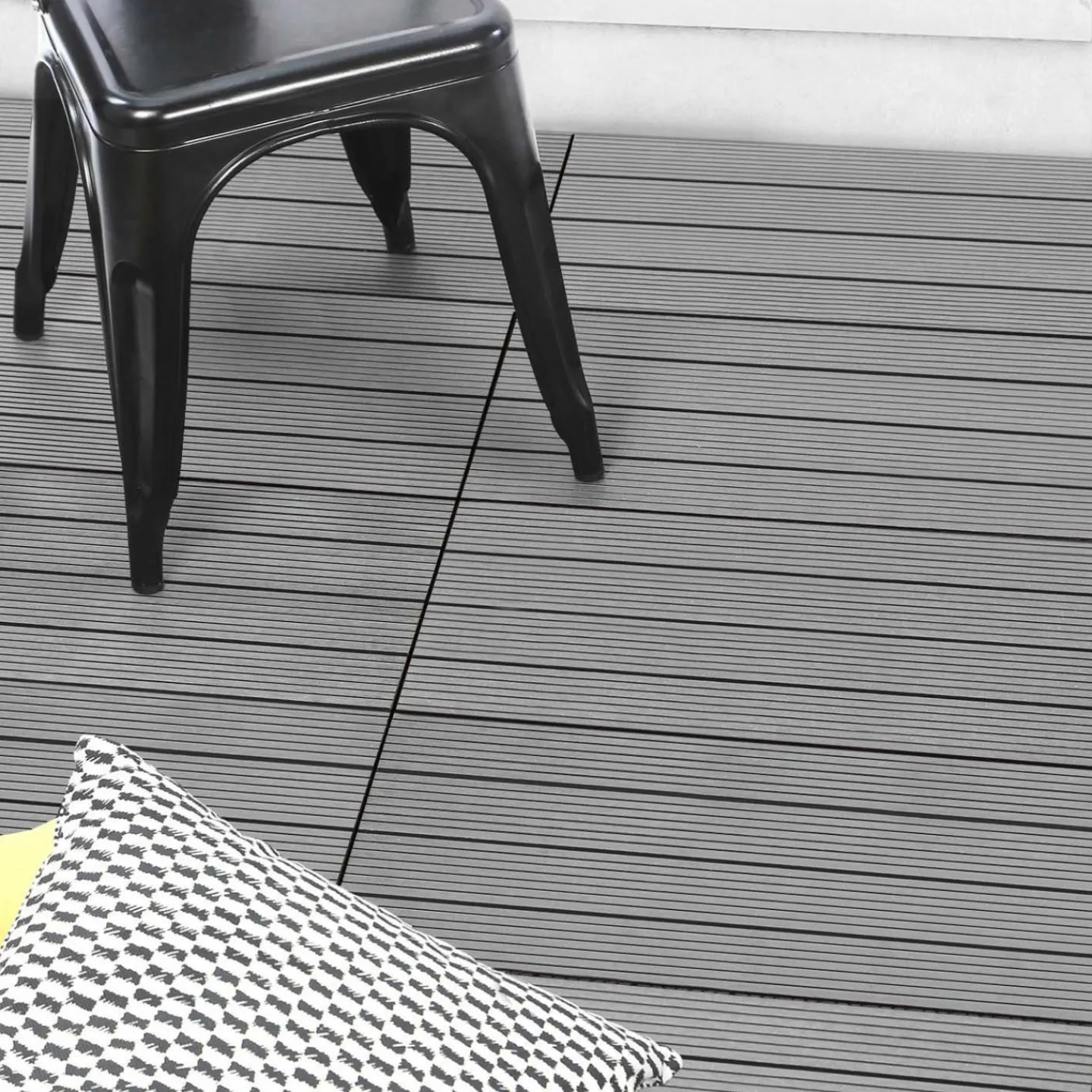 Lot de 5 dalles extérieures rectangulaires de 60 x 30 cm clipsables en composite gris*IDMarket New