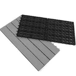 Lot de 5 dalles extérieures rectangulaires de 60 x 30 cm clipsables en composite gris*IDMarket New