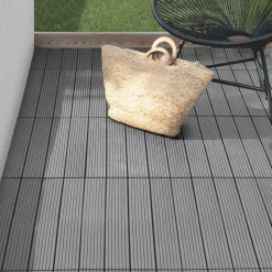 Lot de 5 dalles extérieures rectangulaires de 60 x 30 cm clipsables en composite gris*IDMarket New