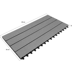 Lot de 5 dalles extérieures rectangulaires de 60 x 30 cm clipsables en composite gris*IDMarket New
