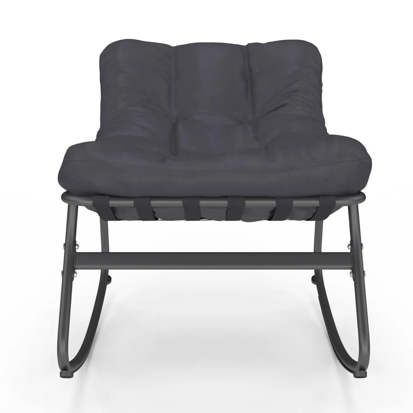 Lot de 2 fauteuils de jardin à bascule métal gris anthracite avec coussins*IDMarket