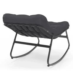 Lot de 2 fauteuils de jardin à bascule métal gris anthracite avec coussins*IDMarket