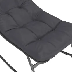 Lot de 2 fauteuils de jardin à bascule métal gris anthracite avec coussins*IDMarket