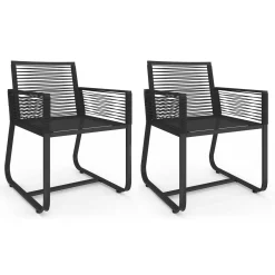 Lot de 2 fauteuils de jardin métal et cordage noir*IDMarket Hot