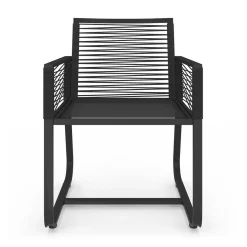 Lot de 2 fauteuils de jardin métal et cordage noir*IDMarket Hot