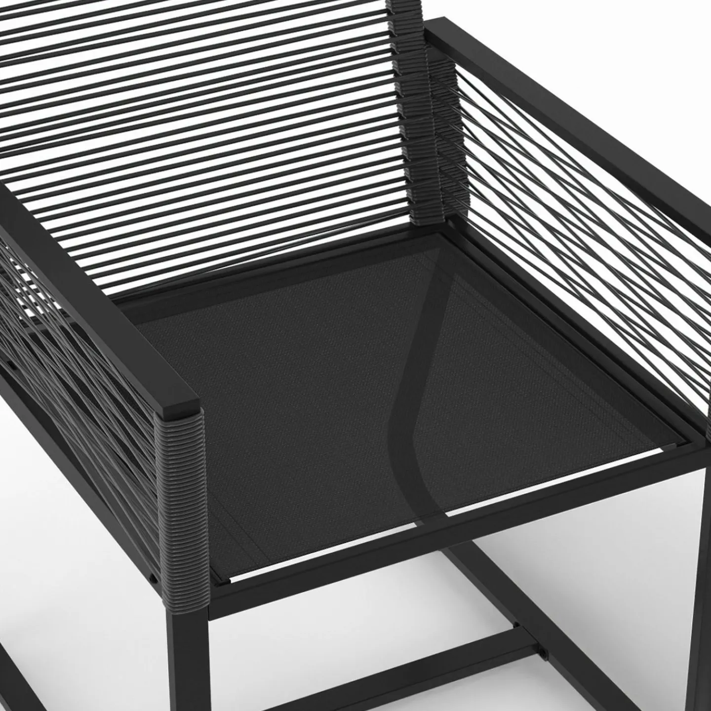 Lot de 2 fauteuils de jardin métal et cordage noir*IDMarket Hot