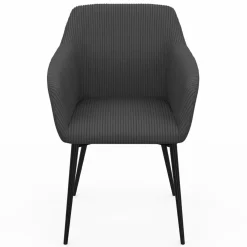 Lot de 2 fauteuils de table avec accoudoirs en velours côtelé gris*IDMarket Clearance