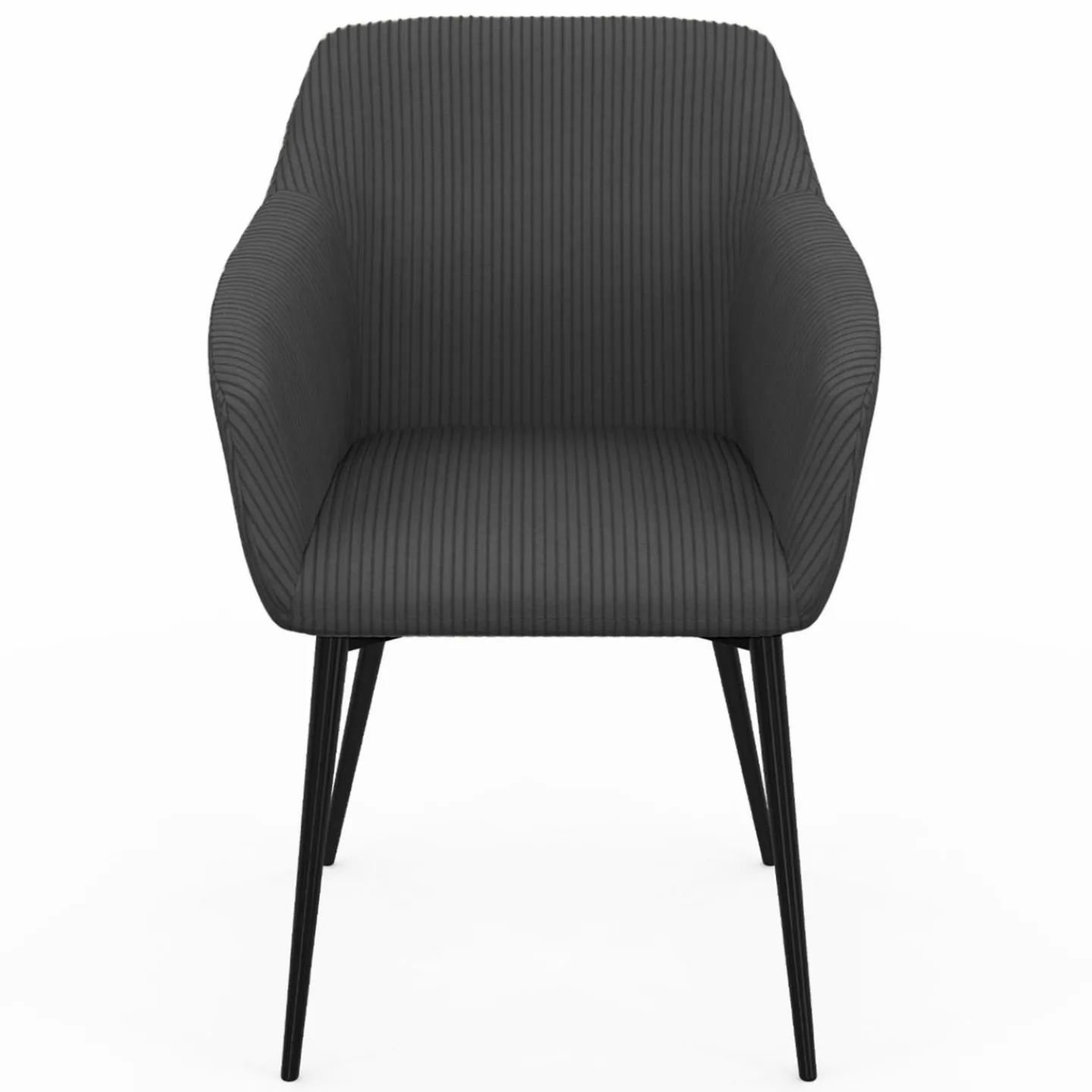 Lot de 2 fauteuils de table avec accoudoirs en velours côtelé gris*IDMarket Clearance