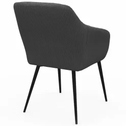 Lot de 2 fauteuils de table avec accoudoirs en velours côtelé gris*IDMarket Clearance