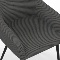 Lot de 2 fauteuils de table avec accoudoirs en velours côtelé gris*IDMarket Clearance