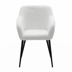 Lot de 2 fauteuils de table blancs en tissu bouclette*IDMarket Clearance