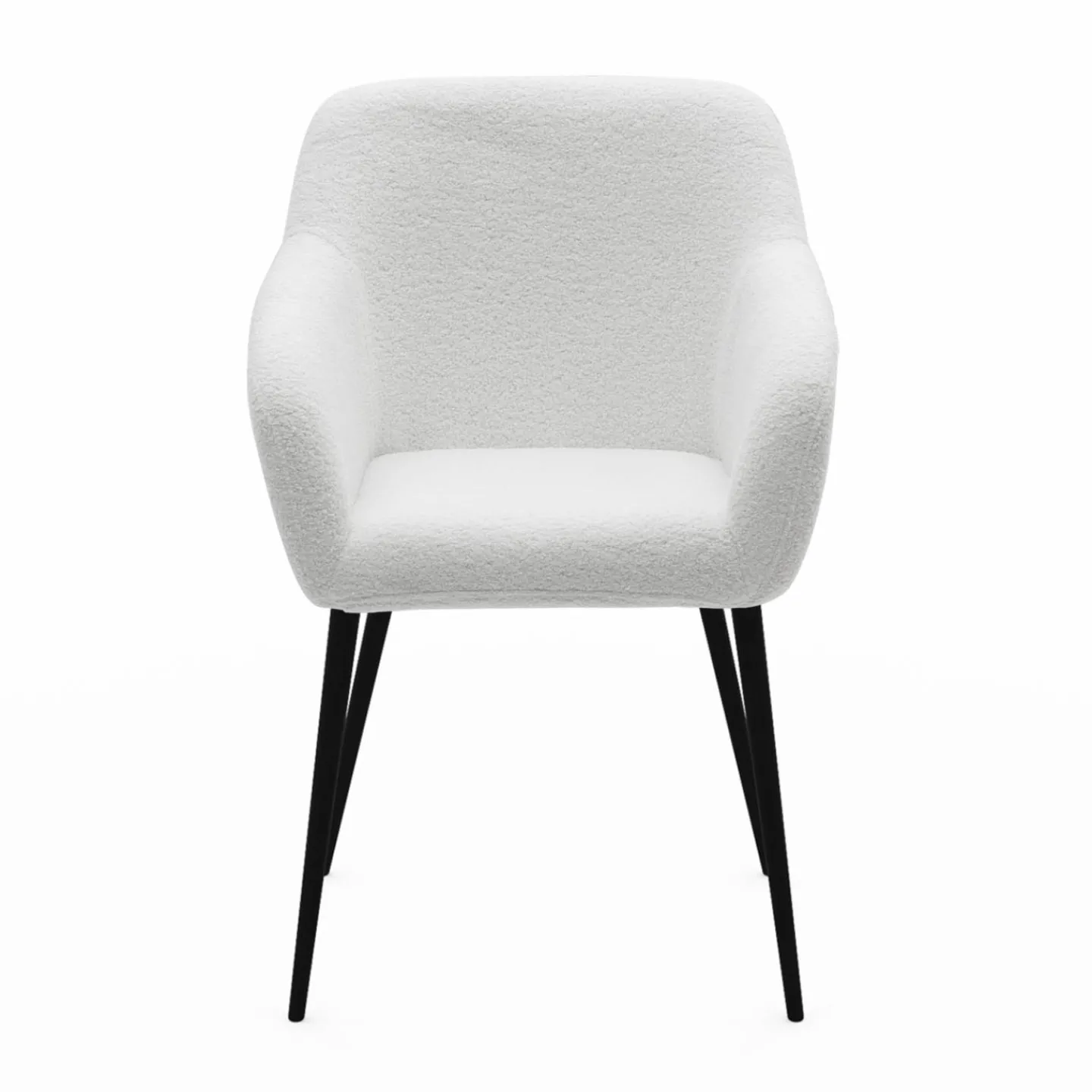 Lot de 2 fauteuils de table blancs en tissu bouclette*IDMarket Clearance