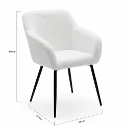 Lot de 2 fauteuils de table blancs en tissu bouclette*IDMarket Clearance
