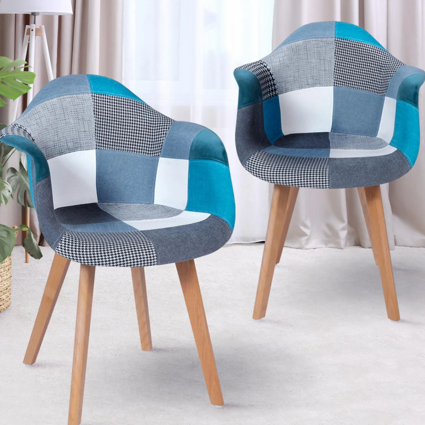 Lot de 2 fauteuils scandinaves bleus*IDMarket Hot