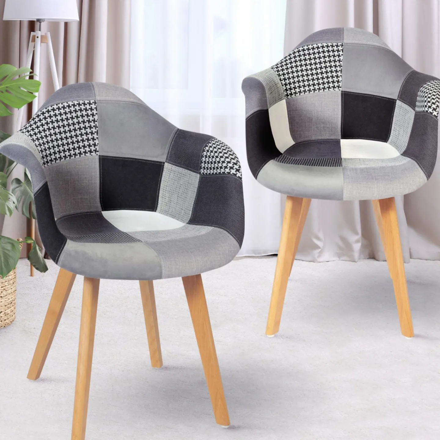 Lot de 2 fauteuils scandinaves noirs gris et blancs*IDMarket Discount