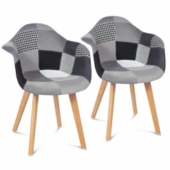 Lot de 2 fauteuils scandinaves noirs gris et blancs*IDMarket Discount