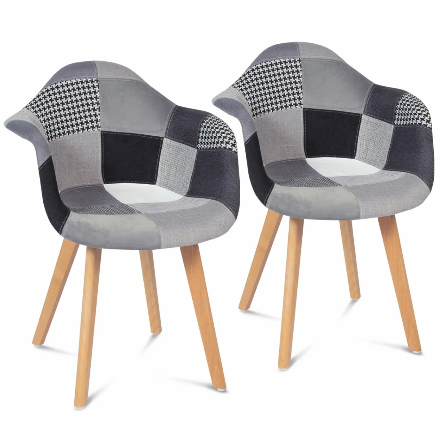 Lot de 2 fauteuils scandinaves noirs gris et blancs*IDMarket Discount