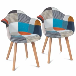 Lot de 2 fauteuils scandinaves multicolores*IDMarket Discount
