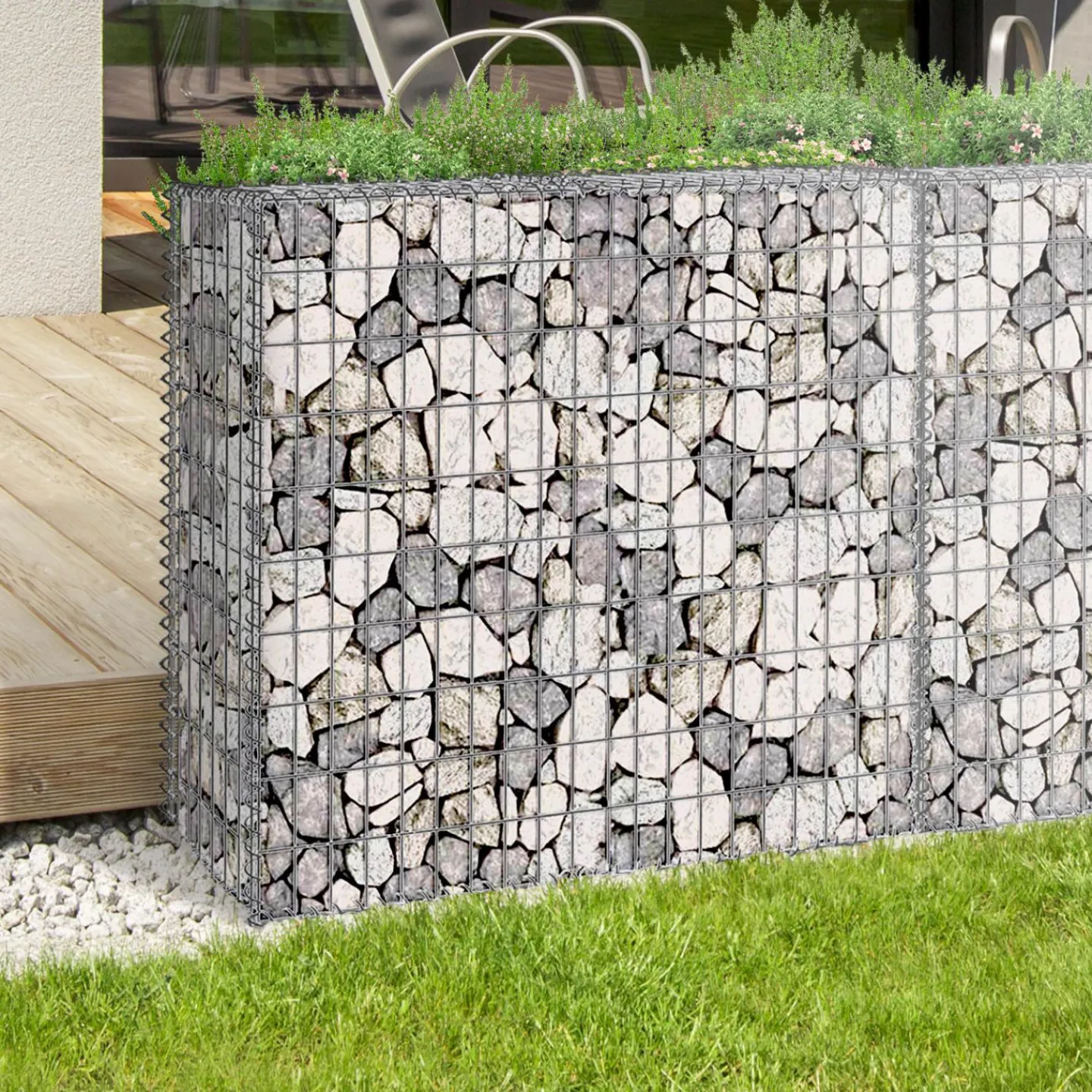 Lot de 2 gabions pour pierre 100x30x80 cm en acier pour jardin*IDMarket Sale
