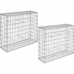 Lot de 2 gabions pour pierre 100x30x80 cm en acier pour jardin*IDMarket Sale