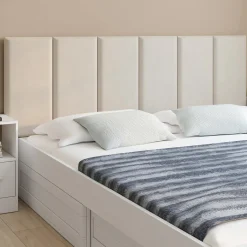 Lot de 6 panneaux muraux pour tête de lit 180 cm en tissu effet suédé beige*IDMarket Sale