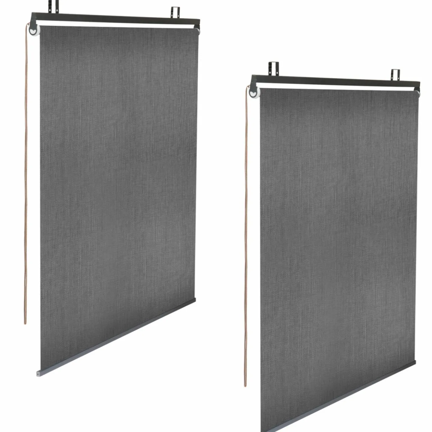 Lot de 2 stores enrouleurs tamisants L.124 x H. 225 CM pour pergola gris anthracite*IDMarket Sale