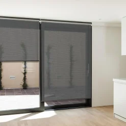 Lot de 2 stores enrouleurs tamisants L.124 x H. 225 CM pour pergola gris anthracite*IDMarket Sale