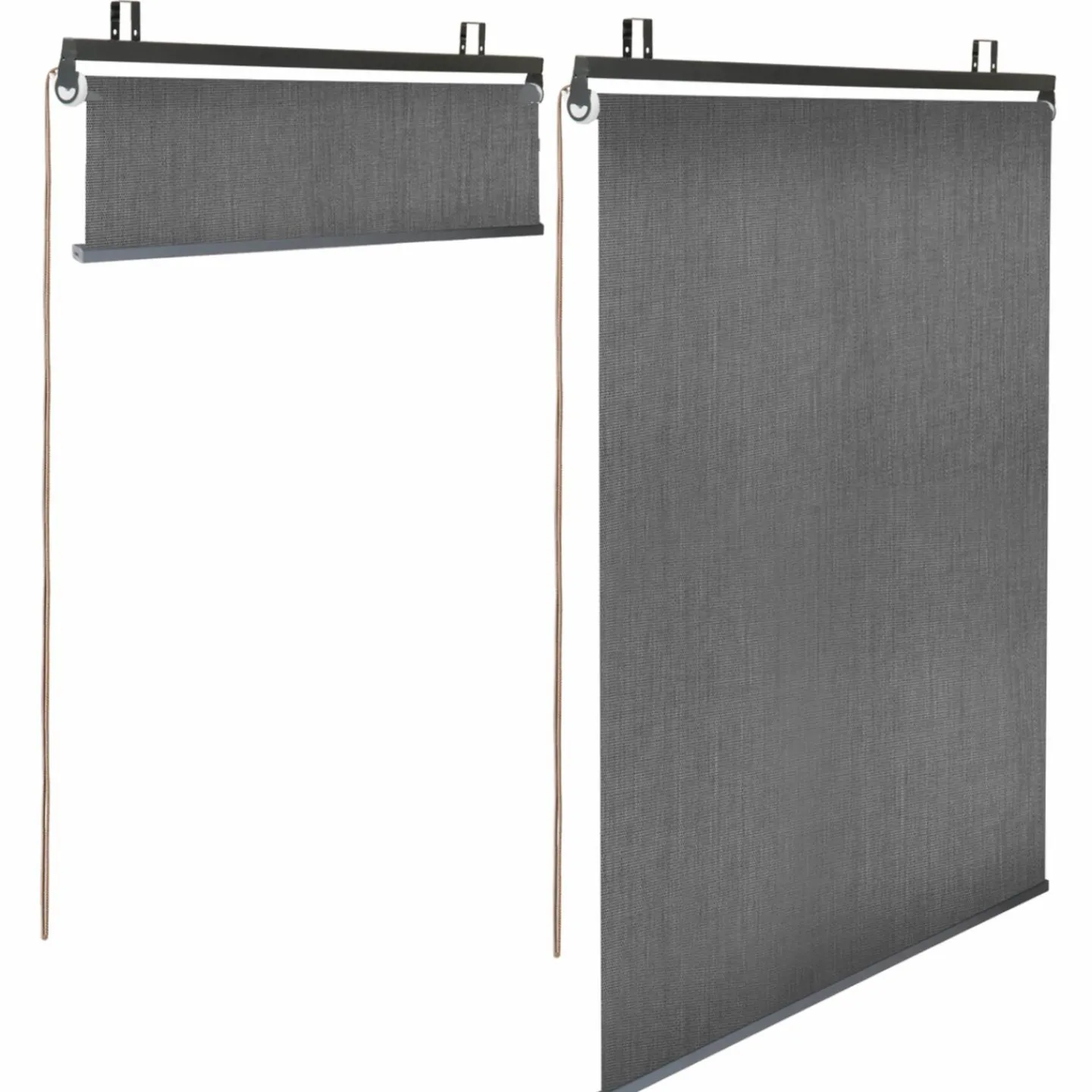 Lot de 2 stores enrouleurs tamisants L.124 x H. 225 CM pour pergola gris anthracite*IDMarket Sale