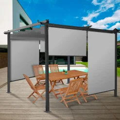 Lot de 2 stores enrouleurs gris clair pour pergola*IDMarket Clearance