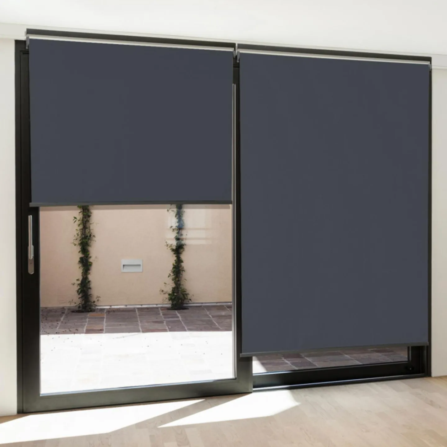 Lot de 2 stores enrouleurs gris pour pergola*IDMarket Online