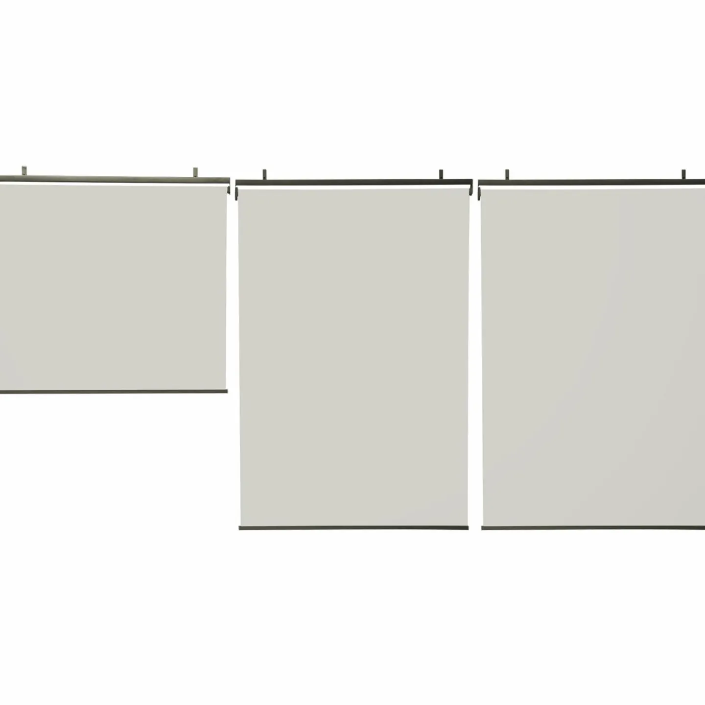 Lot de 3 stores enrouleurs écru pour pergola*IDMarket New