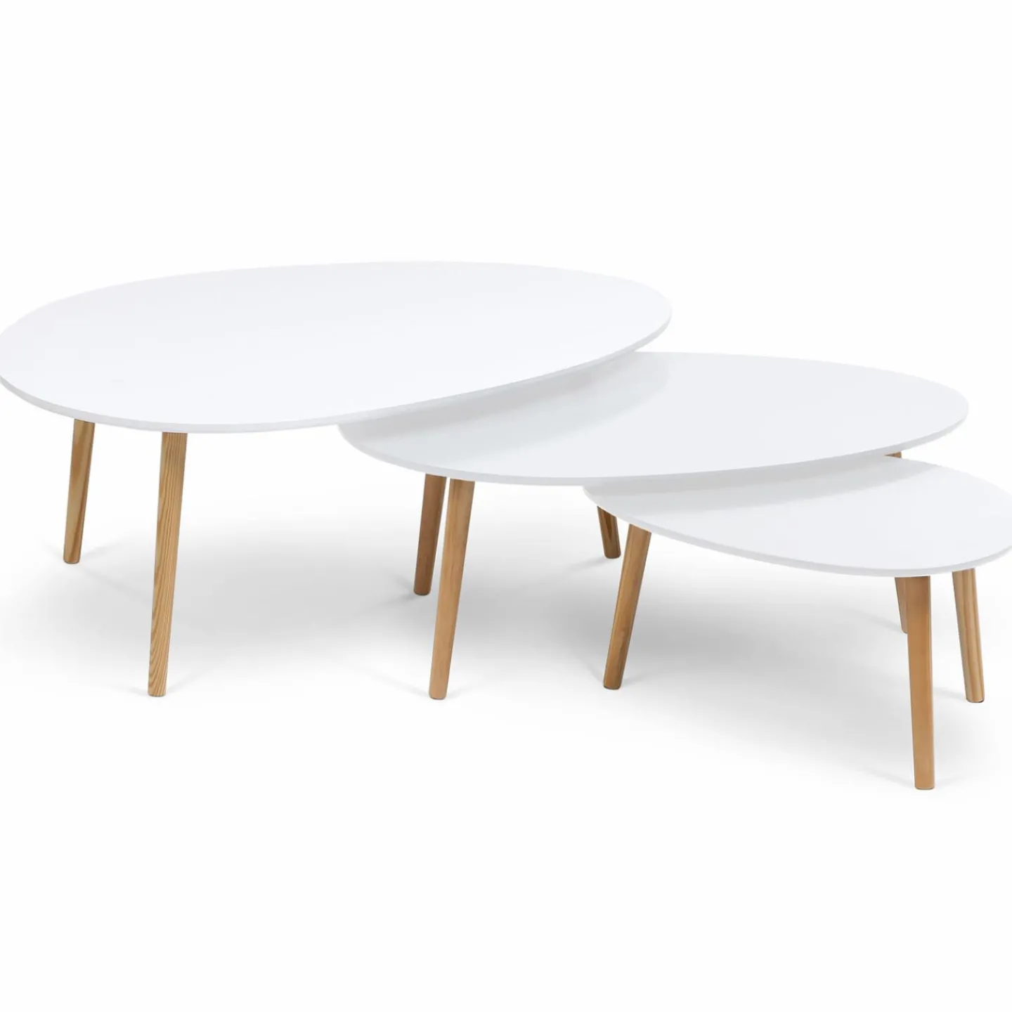 Lot de 3 tables basses de salon gigognes scandinaves laquées blanc*IDMarket Outlet