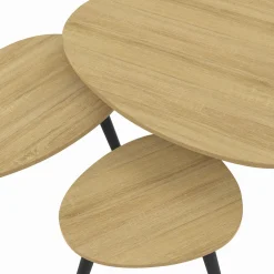 Lot de 3 tables basses gigognes bois et pieds noirs scandinave*IDMarket Online