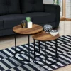 Lot de 2 tables basses gigognes rondes style industriel bois foncé*IDMarket Sale