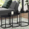 Lot de 3 tables basses gigognes rondes 35/40/45 style industriel en métal noir mat*IDMarket Hot