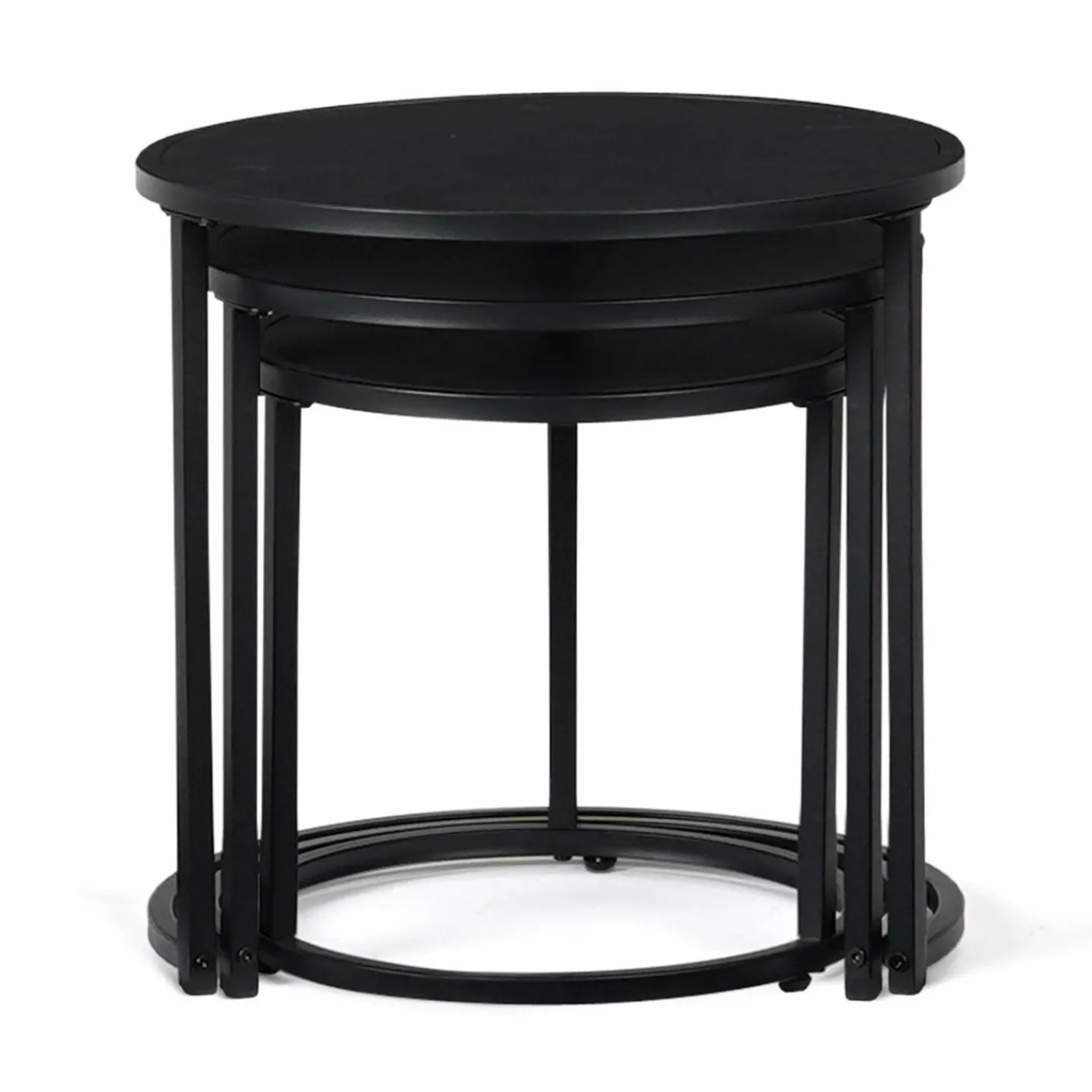 Lot de 3 tables basses gigognes rondes 35/40/45 style industriel en métal noir mat*IDMarket Hot