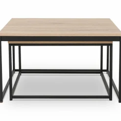 Lot de 2 tables basses gigognes industrielles 70x70cm et 60x60 cm*IDMarket Outlet