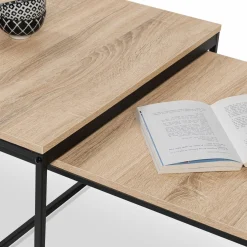 Lot de 2 tables basses gigognes industrielles 70x70cm et 60x60 cm*IDMarket Outlet