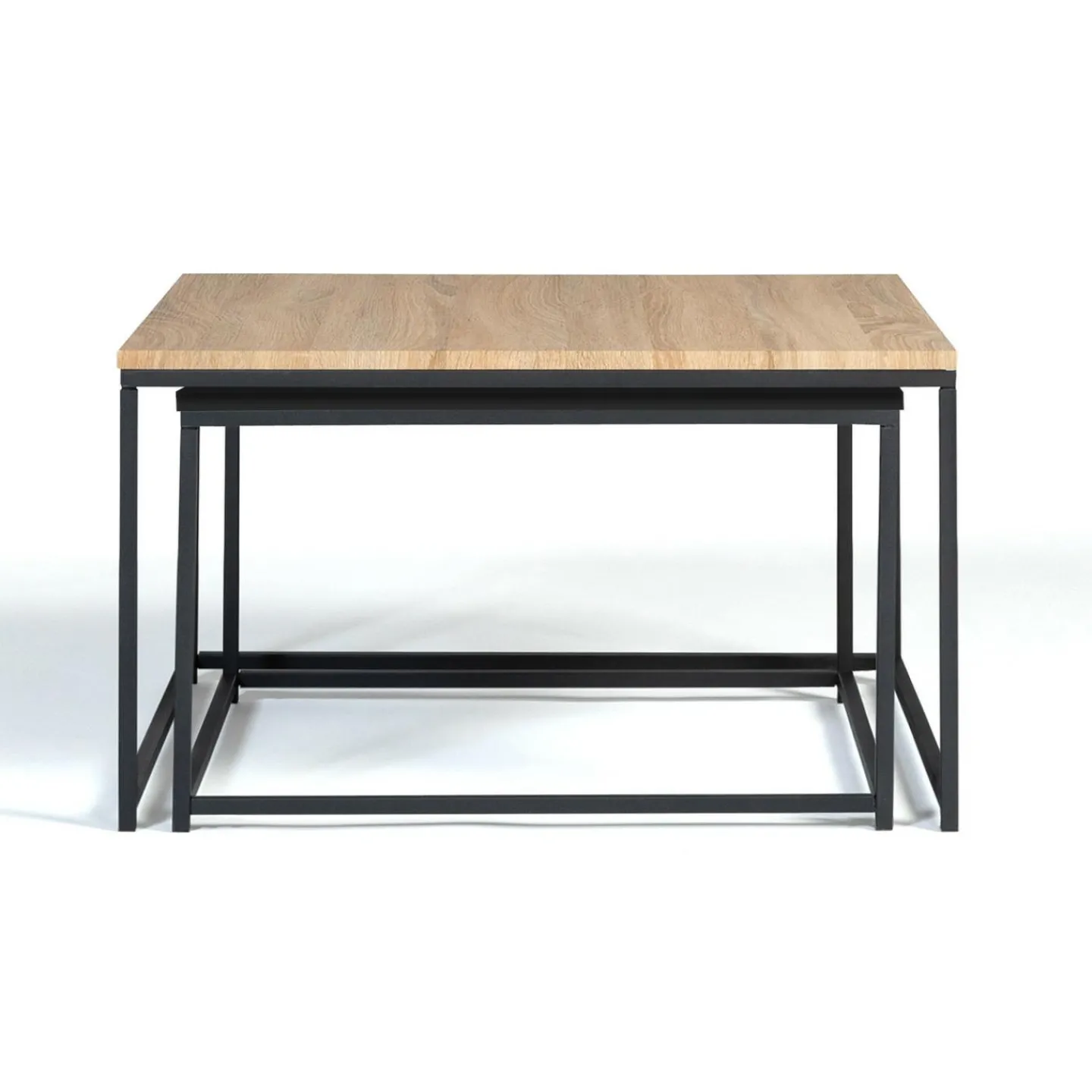 Lot de 2 tables basses gigognes industrielles métal noir 60 cm et 70 cm*IDMarket Hot