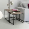 Lot de 2 tables basses gigognes style industriel*IDMarket New