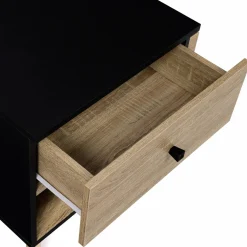 Lot de 2 tables de chevet scandinaves bois et noir 1 tiroir*IDMarket