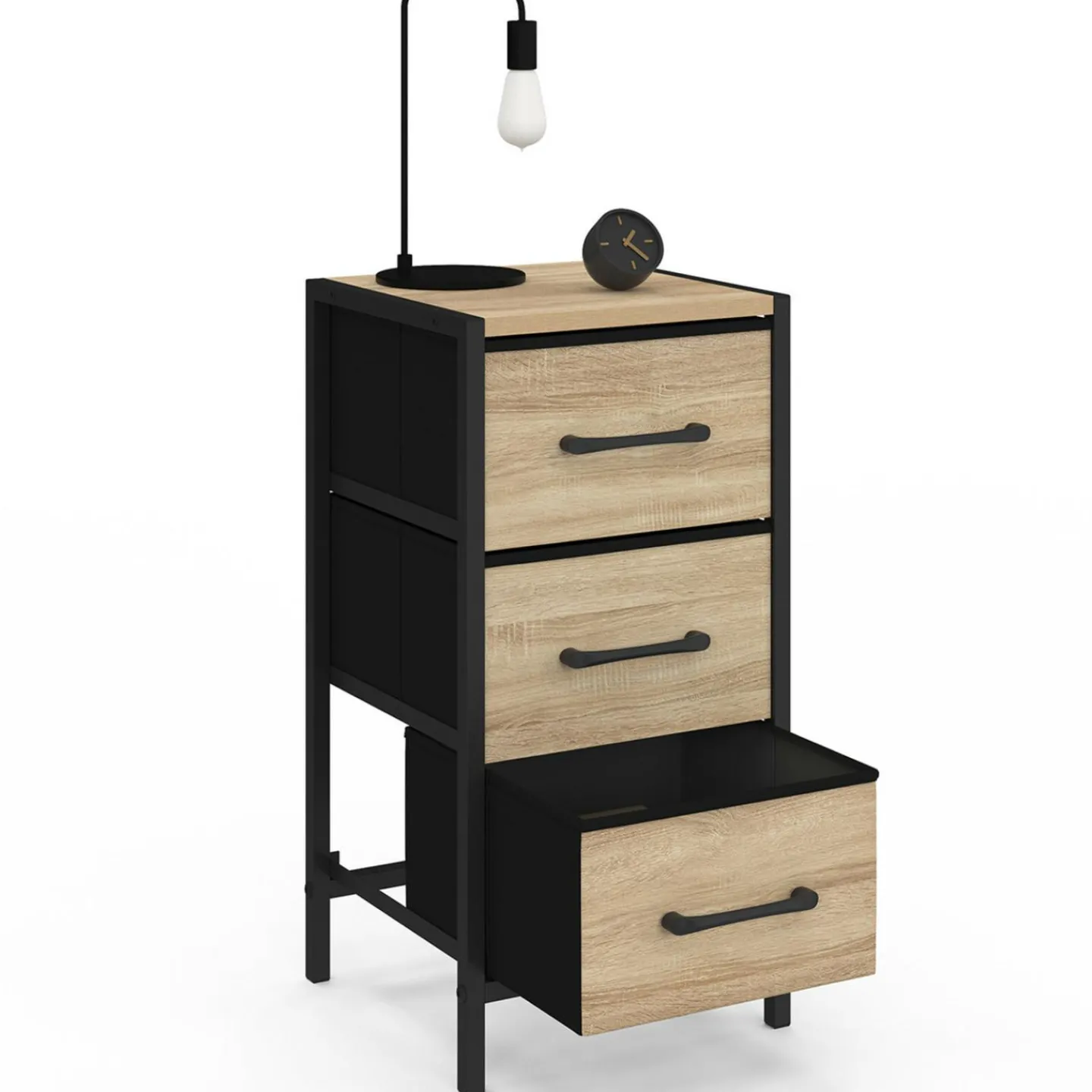 Lot de 2 tables de chevet 3 tiroirs*IDMarket Outlet