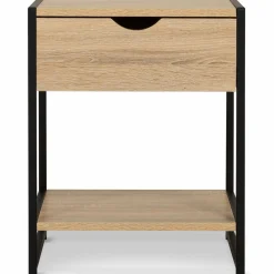 Lot de 2 tables de chevet bois et métal noir*IDMarket Best