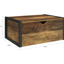 Lot de 2 tables de chevet suspendues bois foncé et noir style industriel*IDMarket New