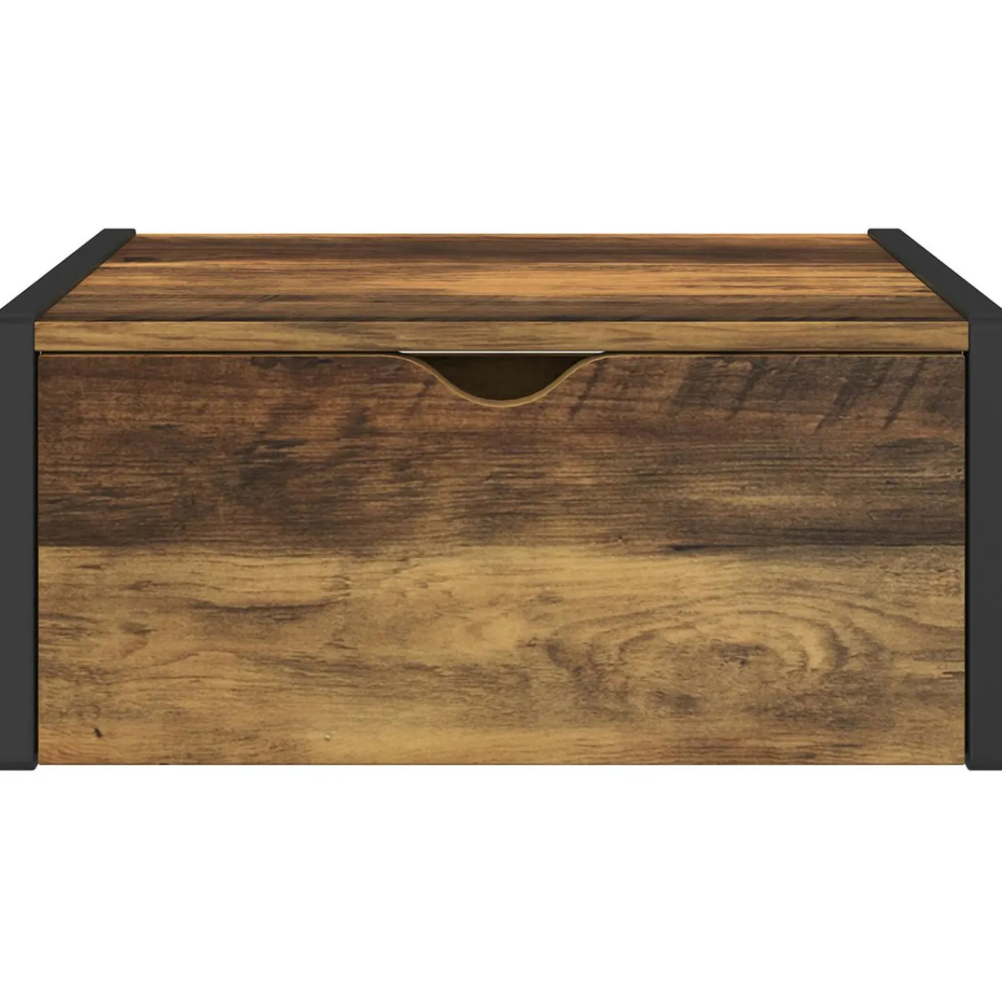 Lot de 2 tables de chevet suspendues bois foncé et noir style industriel*IDMarket New