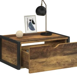 Lot de 2 tables de chevet suspendues bois foncé et noir style industriel*IDMarket New