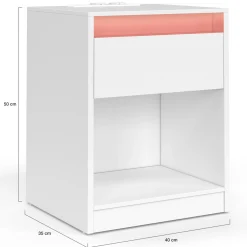 Lot de 2 tables de chevet à LED avec station de recharge 1 tiroir et niche*IDMarket Clearance